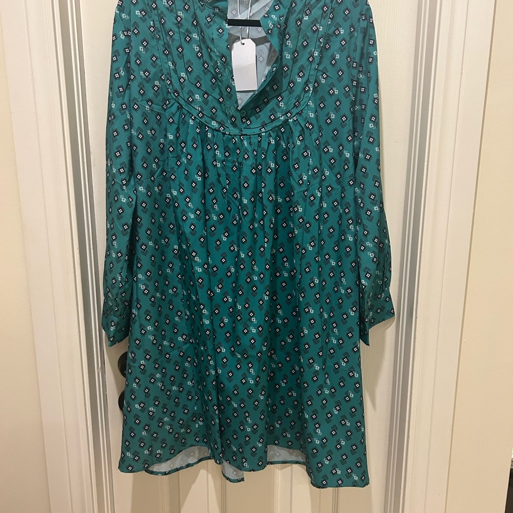 Green print shift dress size XXL new with tags
